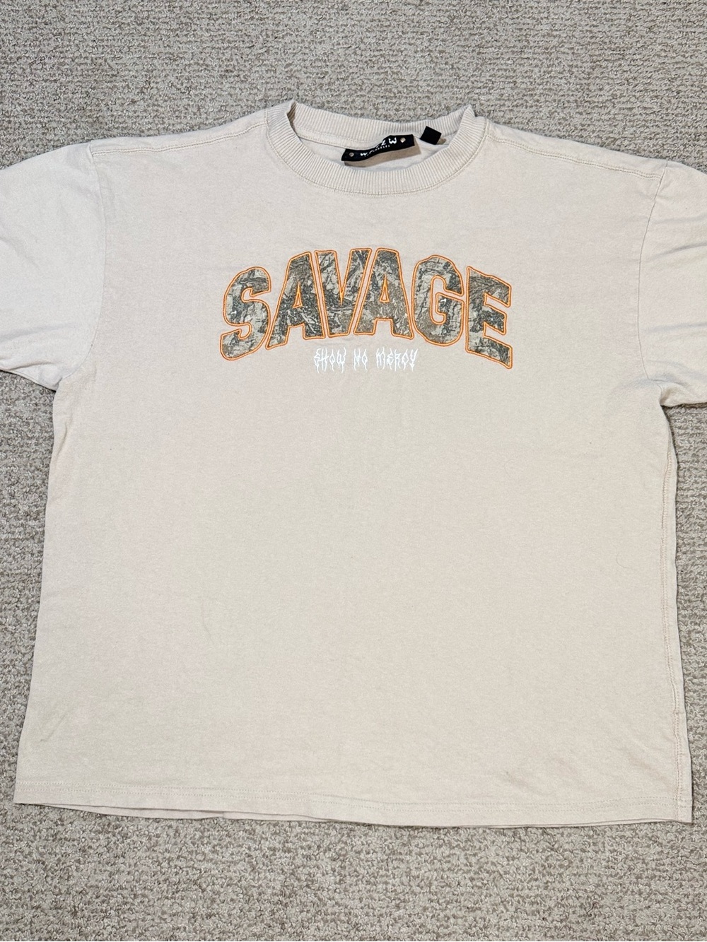 Savage Graphic Crewneck Tee - Beige